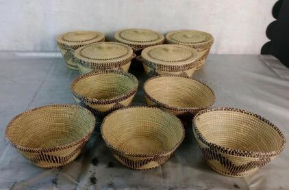(10) Assorted Hand Woven Decorative Baskets