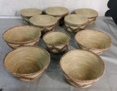 (10) Assorted Hand Woven Decorative Baskets