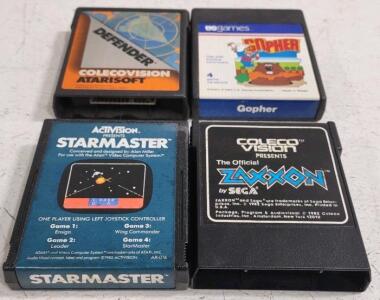 Lot of Vintage Atari 2600 Game Cartridges Featuring: 1980 Atari&reg; Colecovision Atarisoft&trade;-"Defender*", 1982 USgames&trade;-"Gopher", Activision&reg;-"Starmaster&trade;", & 1982 Coleco Vision&trade;-"The Official Zaxxon&trade;" By SEGA