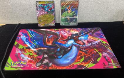 Pok&eacute;mon Mat 23.5x13.5 and Large Salamence- Victini 5.5x7.5 Cards