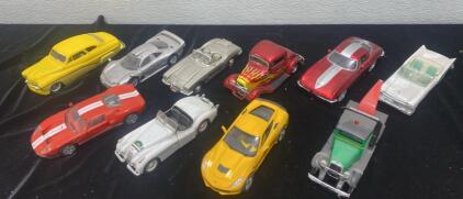 (10) 1/24th Scale Model Metal Cars - Great Condition
