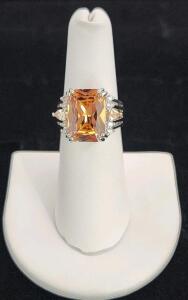 (1) Size 6 Faceted Peach .925 Ring