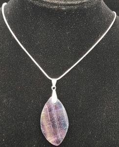 (1) 40.60 Ct. Rainbow Fluorite Gemstone .925 Necklace