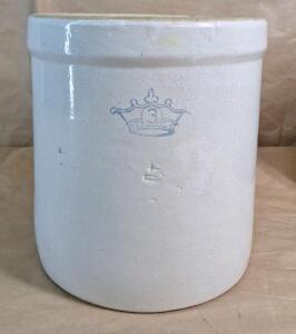 (1) 3-Gallon Stoneware Crock W/ A Blue Crown Stamp