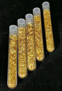 (5) Bottles Of Gold Flake / Leaf Gold