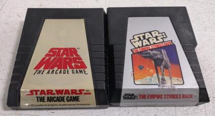 (1) Vintage Star Wars: The Arcade Game cartridge for the Atari 2600 console, released in 1983 & (1) Vintage Star Wars: The Empire Strikes Back Video Game Cartridge for the Atari 2600 console, originally released in 1982