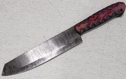 (1) Fixed Blade Damascus Steel Utility Kitchen Knife With Wood Handle