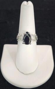 (1) Size 7 Natural Purple Amethyst Faceted Pear Cut Ring