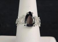 (1) Size 7 Natural Purple Amethyst Faceted Pear Cut Ring - 2