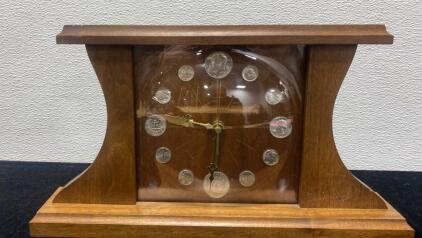 16&rdquo;x 9&rdquo; East United States Silver Coinage Clock - Works And Full Of Silver Coins.