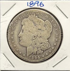 1896 Morgan Dollar Coin, 90% Silver, Liberty And Eagle Design