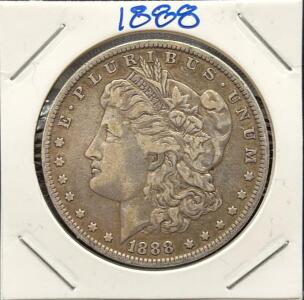 1888 Morgan Dollar, Philadelphia Mint, Silver, Lady Liberty & Eagle
