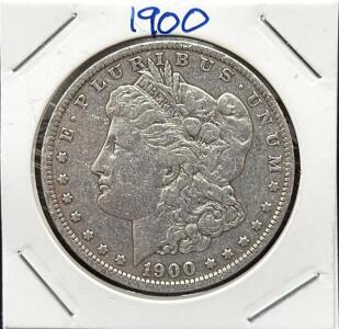 1900 Morgan Dollar Coin, United States, 90% Silver, No Mint Mark