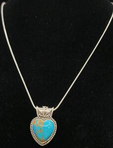 (1) Turquoise Heart 24" Necklace
