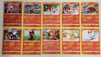 (10) 2016-2021 Assorted Fire Type Pok&eacute;mon Trading Cards