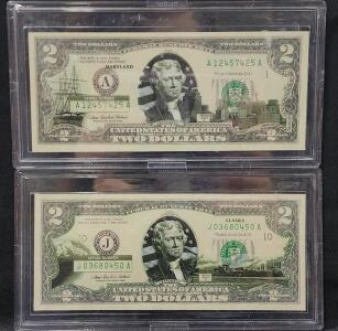 (1) Maryland Colorized 2003-A Series United States Two Dollar Bill Federal Reserve Note (1) Alaska Colorized 2003-A Series United States Two Dollar Bill Federal Reserve Note