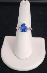 (1) Size 7 Blue Sapphire And Amethyst Ring