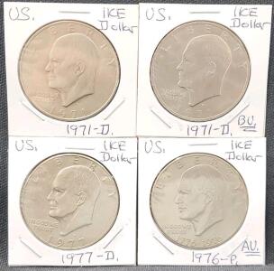 (1) 1971-D U.S. Eisenhower Dollar Coin (1) 1971-D BU U.S. Eisenhower Dollar Coin (1) 1977-D U.S. Eisenhower Dollar Coin (1) 1976-P AU U.S. Eisenhower Dollar Coin