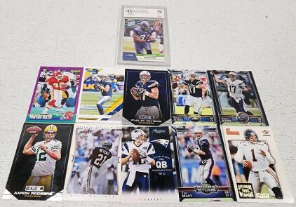 (11) 1994-2014 Assorted Football Sporting Cards Including 2010 NFL Donruss Rated Rookie 10 Mint Or Better