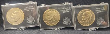 (3) 1972 Gold-Plated Eisenhower Dollar Coins