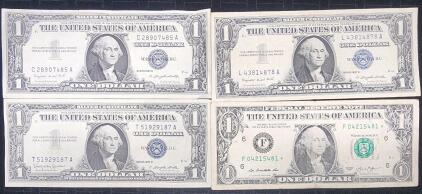(2) Series 1967-A United States Silver Certificate One Dollar Bills (1) Series 1957-B United States Silver Certificate One Dollar Bills (1) Series 2013 United States One Dollar Star Federal Reserve Note