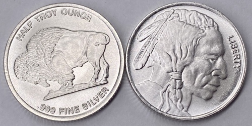 (2) Half Troy Ounce .999 Fine Silver Liberty Rounds