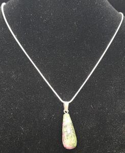 (1) 17.25 Ct. Natural Red Ruby And Zoisite Gemstone Waterdrop Necklace