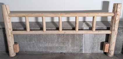 Rustic Wooden Bed Frame, Approx. 60" Length, Natural Wood