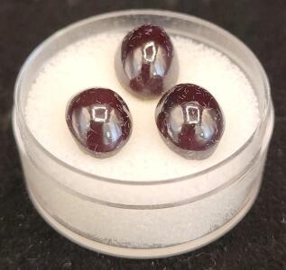 (1) 29.00 Cts. Natural Three Piece Set Idaho Star Garnets Gemstone Cabochons
