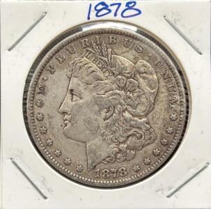 1878 Morgan Silver Dollar Coin, United States Mint, 90% Silver