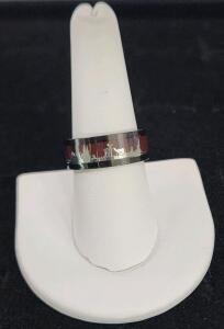 (1) Size 7 Inversed Silhouette Buck And Deer Forest Ring
