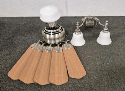 2-Light Vanity, 5 Panel Ceiling Fan with Light