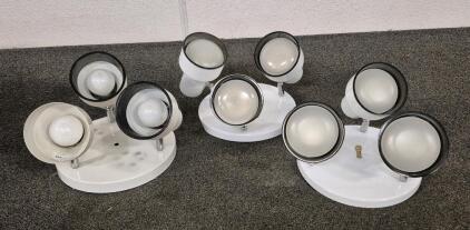 (3) 3 Light Track Lighting Fixtures Ceiling, White Round Directional Ceiling Spotlight