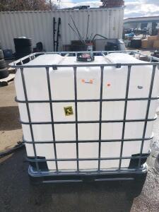 275 Gallon HDPE IBC Tote Tank with Steel Cage and Plastic Pallet &ndash; 48"x40"x46", Top Cap, 2" Valve