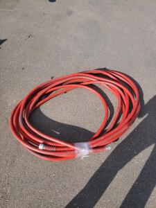 50 ft 3/4 in Reinforced Red Rubber Industrial Hose with Threaded Fittings, Kink Guard
