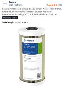Pack Of 8 Pentair Pentek ECP5-BB Big Blue Sediment Water Filters, 10-Inch, Whole House Heavy Duty Pleated Cellulose Polyester Replacement Cartridges
