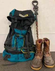 Mountainsmith Internal Frame Hiking Backpack, Hiking Boots, Hiking Stick