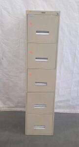 Vertical File Cabinet - Letter, 5 Drawer, Tan 15 &times; 25 &times; 64