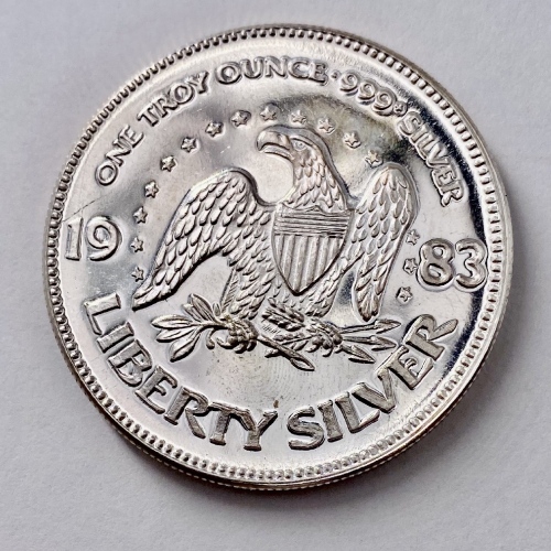 One Troy Ounce A-Mark .999+ Pure Silver Liberty Round