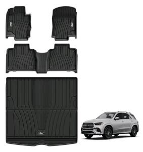 3W Auto-life Floor Mats for Mercedes Benz GLE 2020-2026, Custom Fit, Full Set, Black, TPE