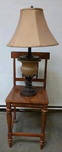 Traditional Style Table Lamp And Wooden Tall Chair