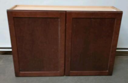 Dark Wood Wooden Wall Mount Cabinet With 3 Shelves, L=45" W=13" H=39"