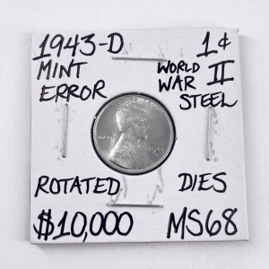 1943-D MS68 Rare Mint Error WWII Penny