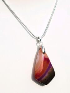 (1) Natural Fire Agate Gemstone Necklace