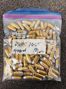 100+ .40 S&W 180gr Ammo, Federal & Winchester Mixed Brass, Bulk Ziploc