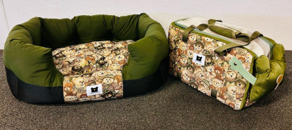 DannyBear Bed and Small Pet Purse/ Carrier Bag (Dark Green)