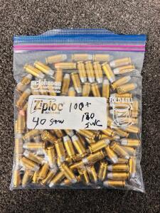 100+ .40 S&W 180gr Ammo, Federal & Winchester Mixed Brass, Bulk Ziploc