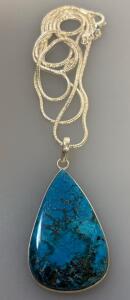 Natural Turquoise Teardrop .925 Necklace