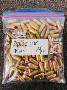 100+ .40 S&W 180gr Ammo, Federal & Winchester Mixed Brass, Bulk Ziploc