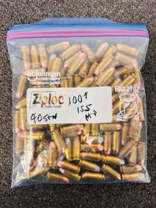 100+ .40 S&W 155gr Hollow Point Ammo, Federal & Winchester Mixed Brass, Bulk Ziploc